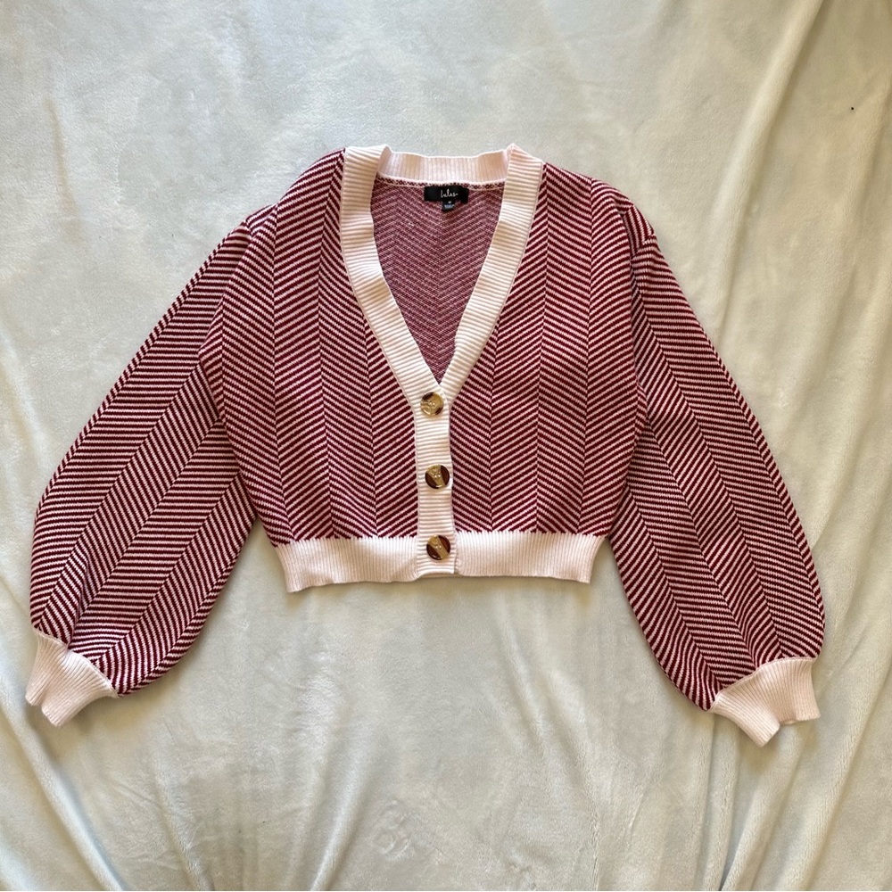 Lulu's‎ Red and White Cardigan Sweater